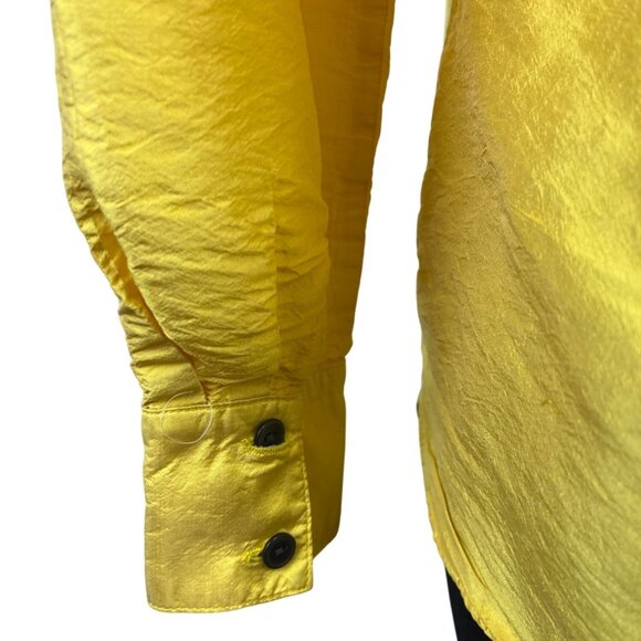 Neiman Marcus Exclusive Yellow Blouse Long Sleeve Button-Up Style - Picture 5 of 7